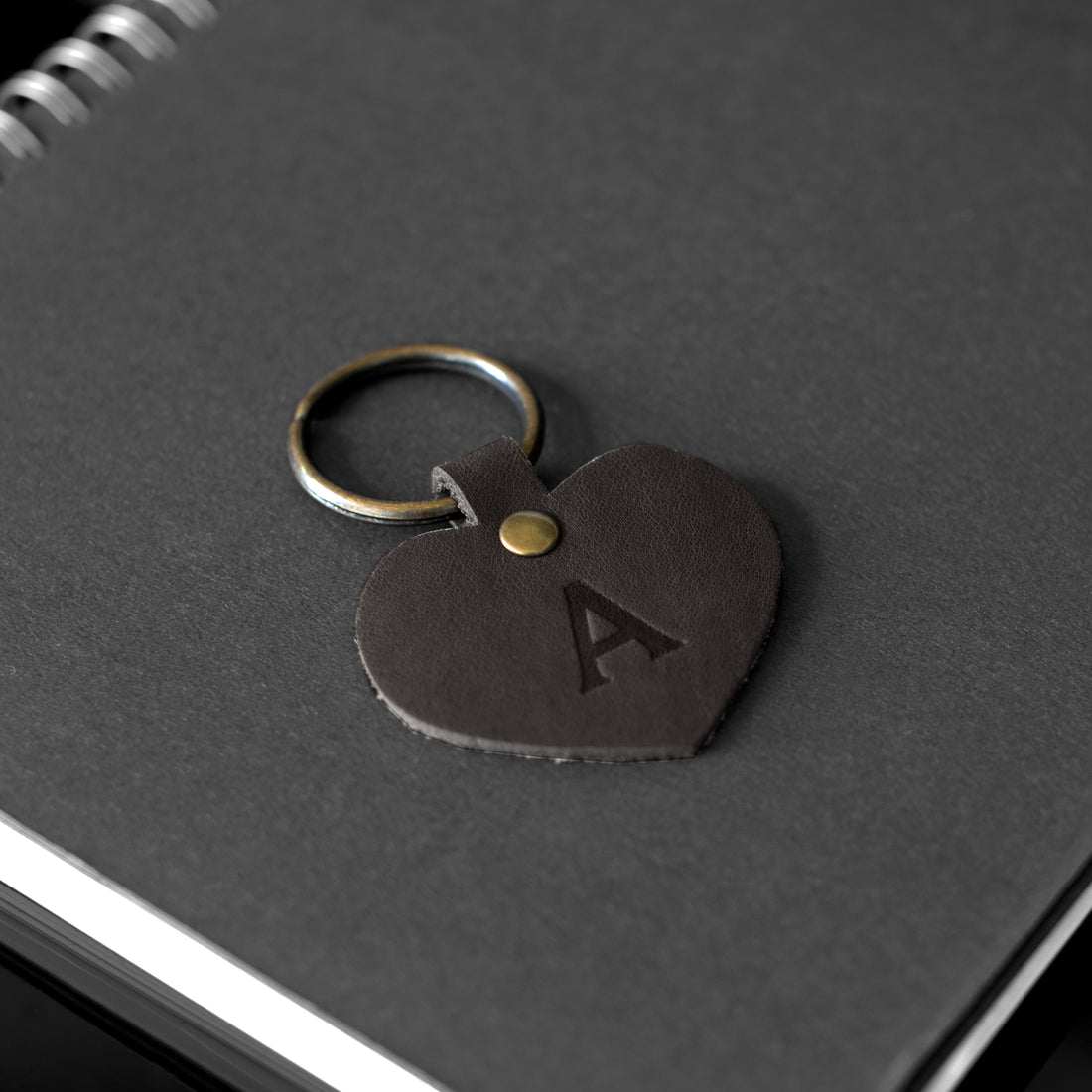 Personalized Leather Heart Keychain