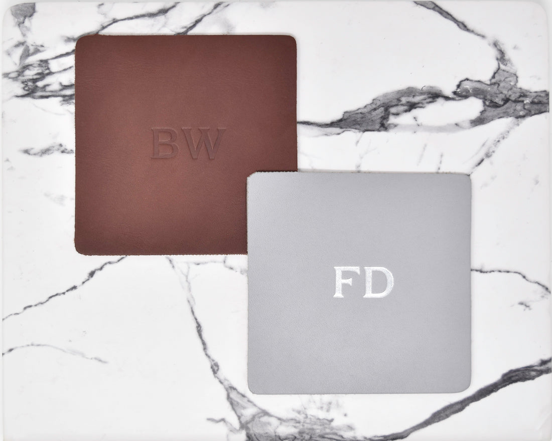 Personalized Leather Coaster Set of 4 Premium Leather USA Made – Northwind  Supply
