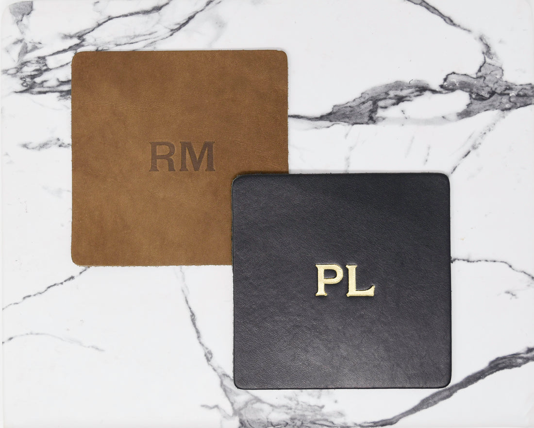 Personalized Leather Square Coasters - Set of 4