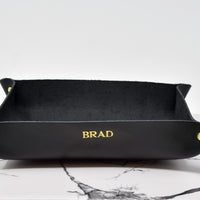 Personalized Leather Rivet Valet Tray
