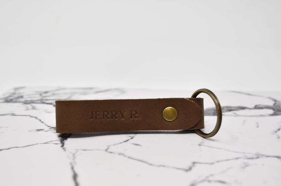 Double Sided Personalized Leather Keychain